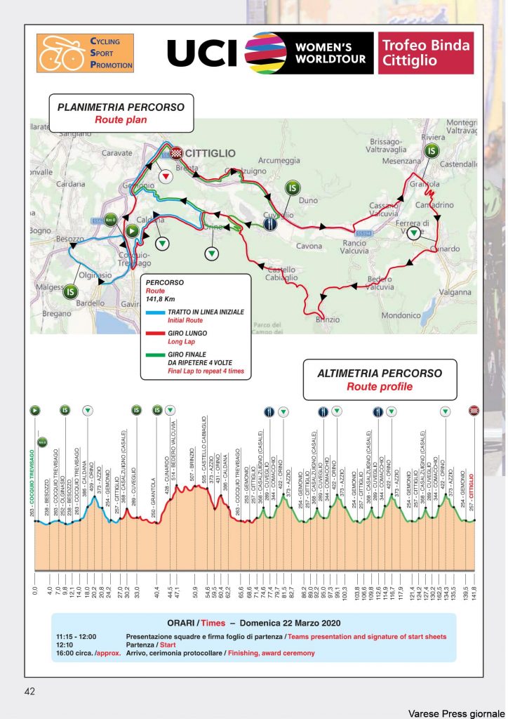 Varese: Trofeo Binda e trofeo Da Moreno percorso e programmi
